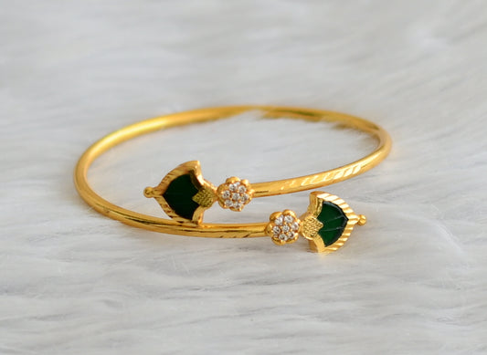 Gold tone kerala style cz white -green palakka kada(2.4) dj-45860