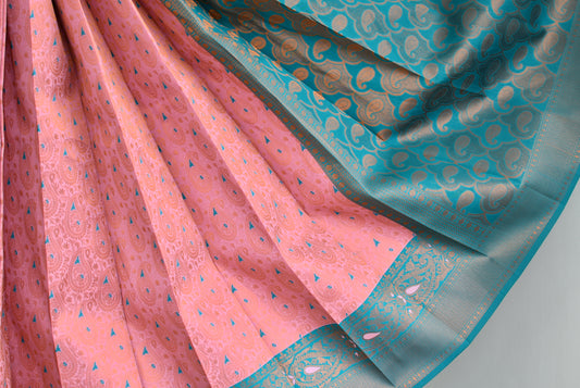 Baby pink-green mango fancy silk saree dj-42729
