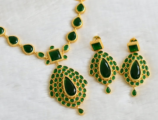 Gold tone emerald thilak stone Jo inspired necklace set dj-49349
