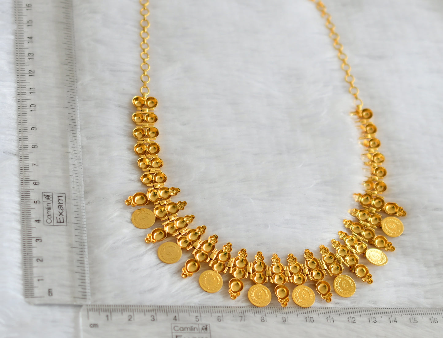 Gold tone pink Lakshmi coin necklace dj-42622