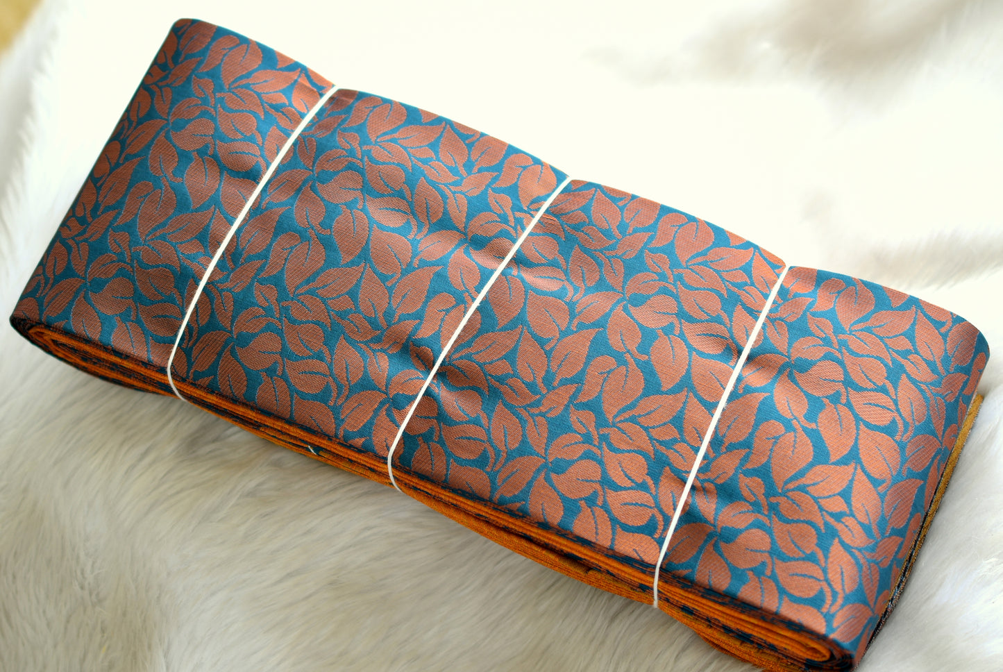 Blue-yellow leaf fancy silk saree dj-42743