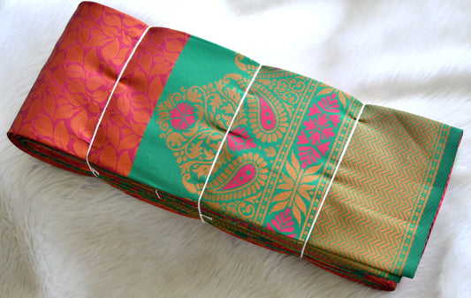 Pink-green leaf fancy silk saree dj-42738