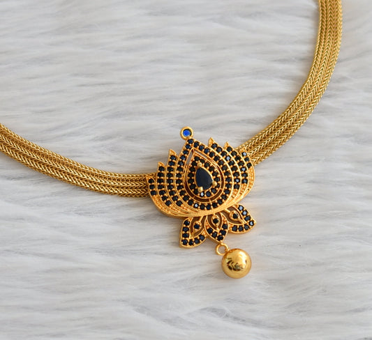 Matte finish dark blue stone lotus choker/necklace dj-45900