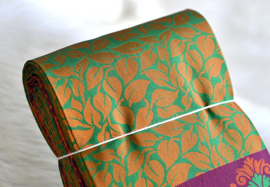 Green-purple leaf fancy silk saree dj-42735