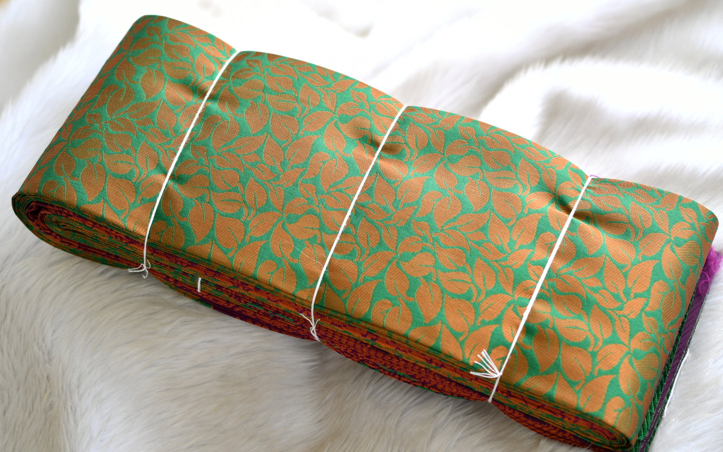 Green-purple leaf fancy silk saree dj-42735