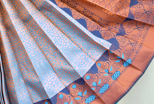 Blue leaf fancy silk saree dj-42740