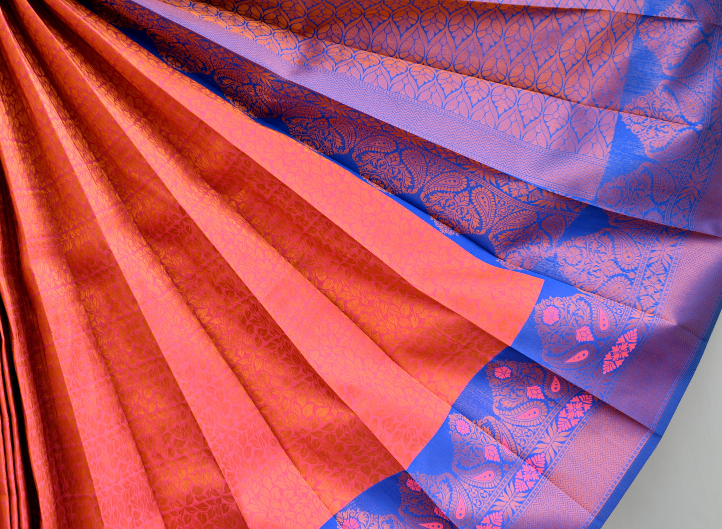 Pink-blue leaf fancy silk saree dj-42734
