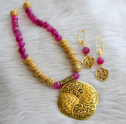 Antique pink beaded hand made necklace set dj-45888