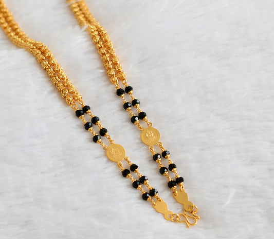 Gold tone 24 inches karimani beaded lakshmi coin double layer chain dj-49371