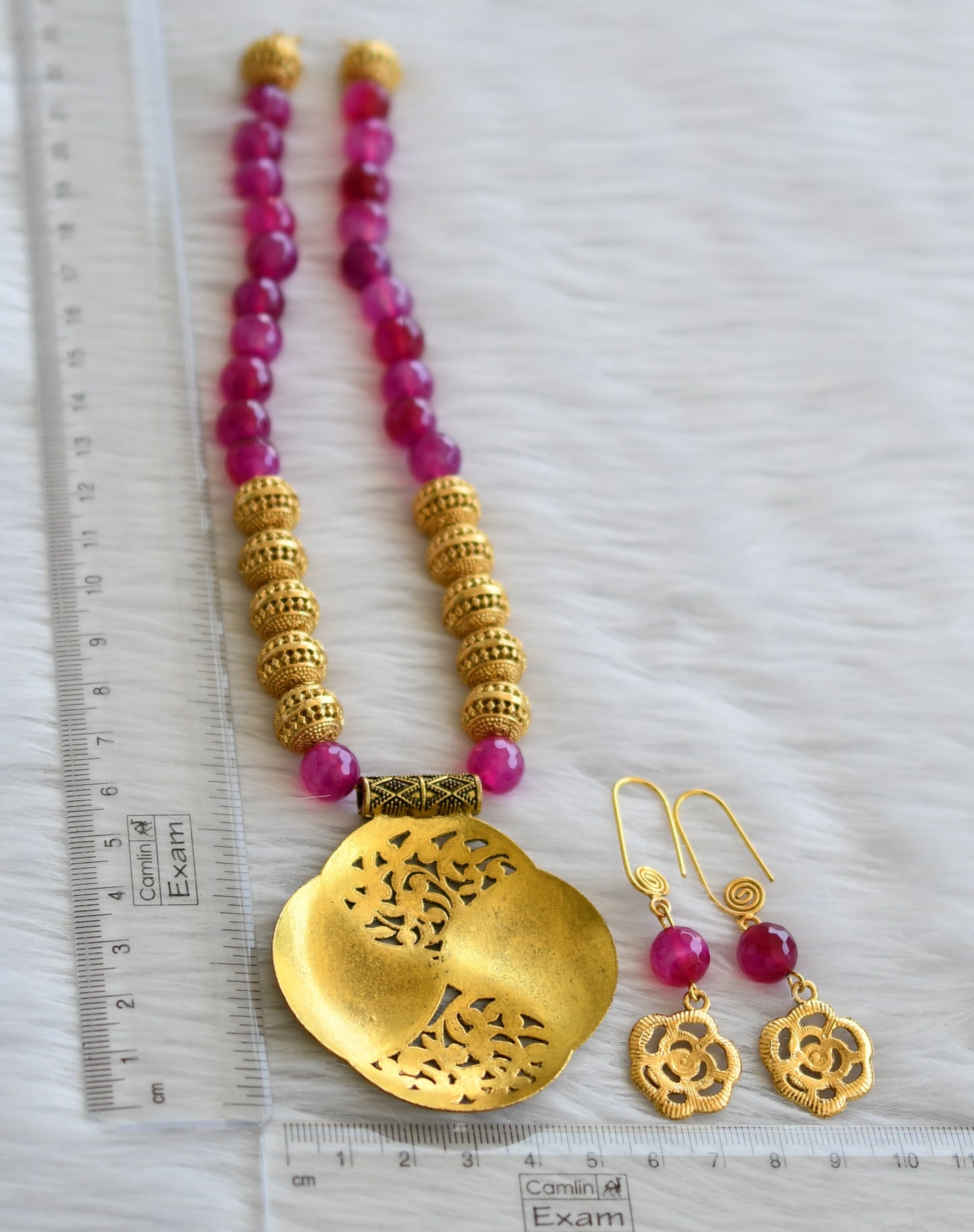 Antique pink beaded hand made necklace set dj-45888