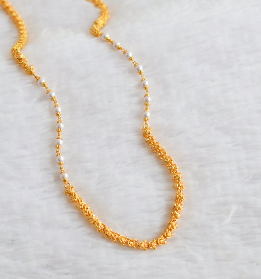 Gold tone 24 inches pearl beaded chain dj-49368