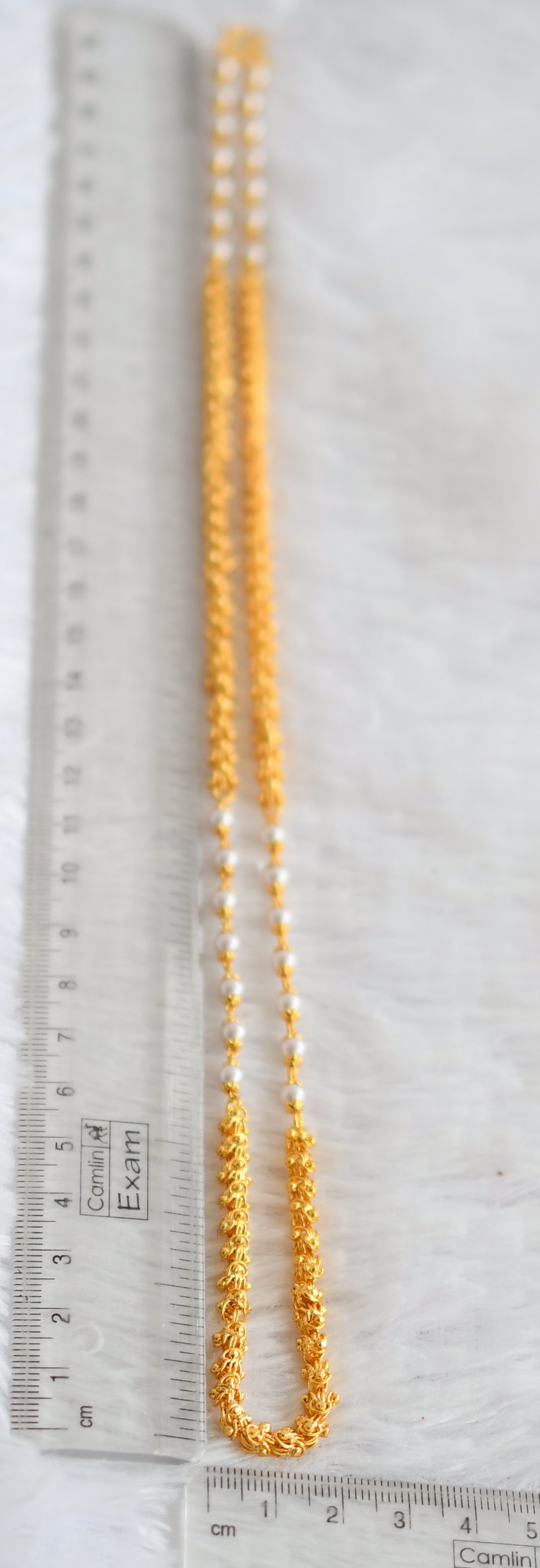 Gold tone 24 inches pearl beaded chain dj-49368
