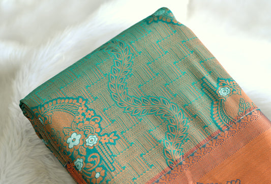 Green-maroon fancy silk saree dj-42749