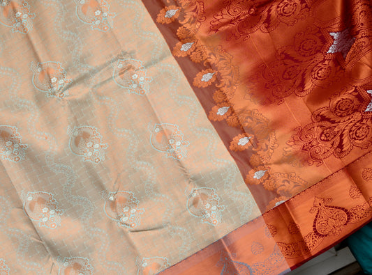 Light pista green-grey fancy silk saree dj-42744