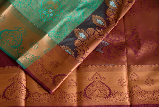 Bottle green-maroon fancy silk saree dj-42747