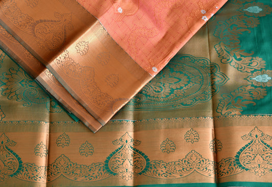 Red-green fancy silk saree dj-42748