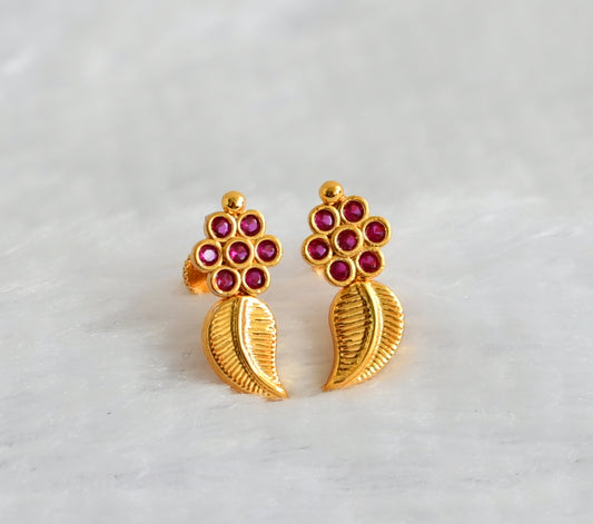 Gold look alike ad pink mango leaf earrings dj-49358