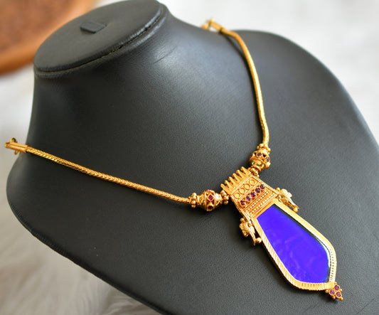 Gold tone kerala style pink-blue nagapadam necklace dj-44163
