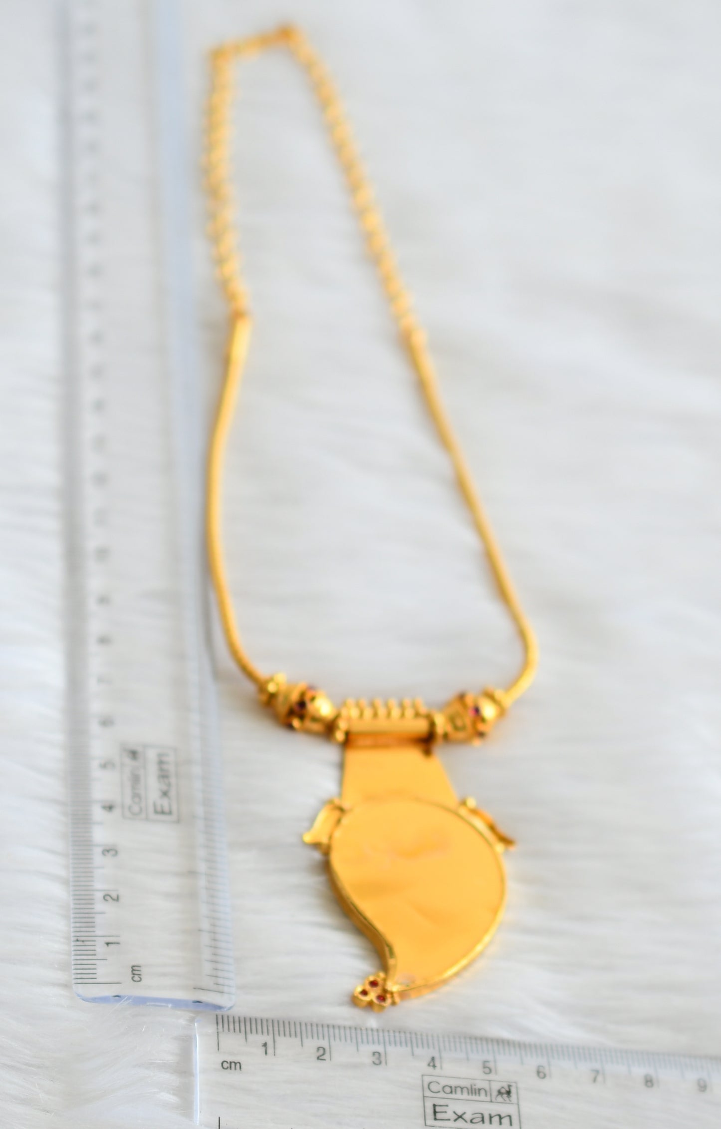Gold tone kerala style pink-red mango necklace dj-44167