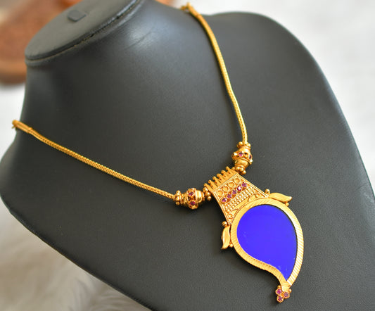 Gold tone kerala style pink-blue mango necklace dj-44165