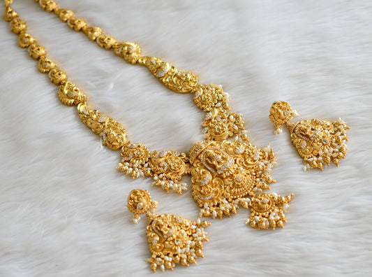 Gold tone Cz Peacock Lakshmi haar set dj-42769