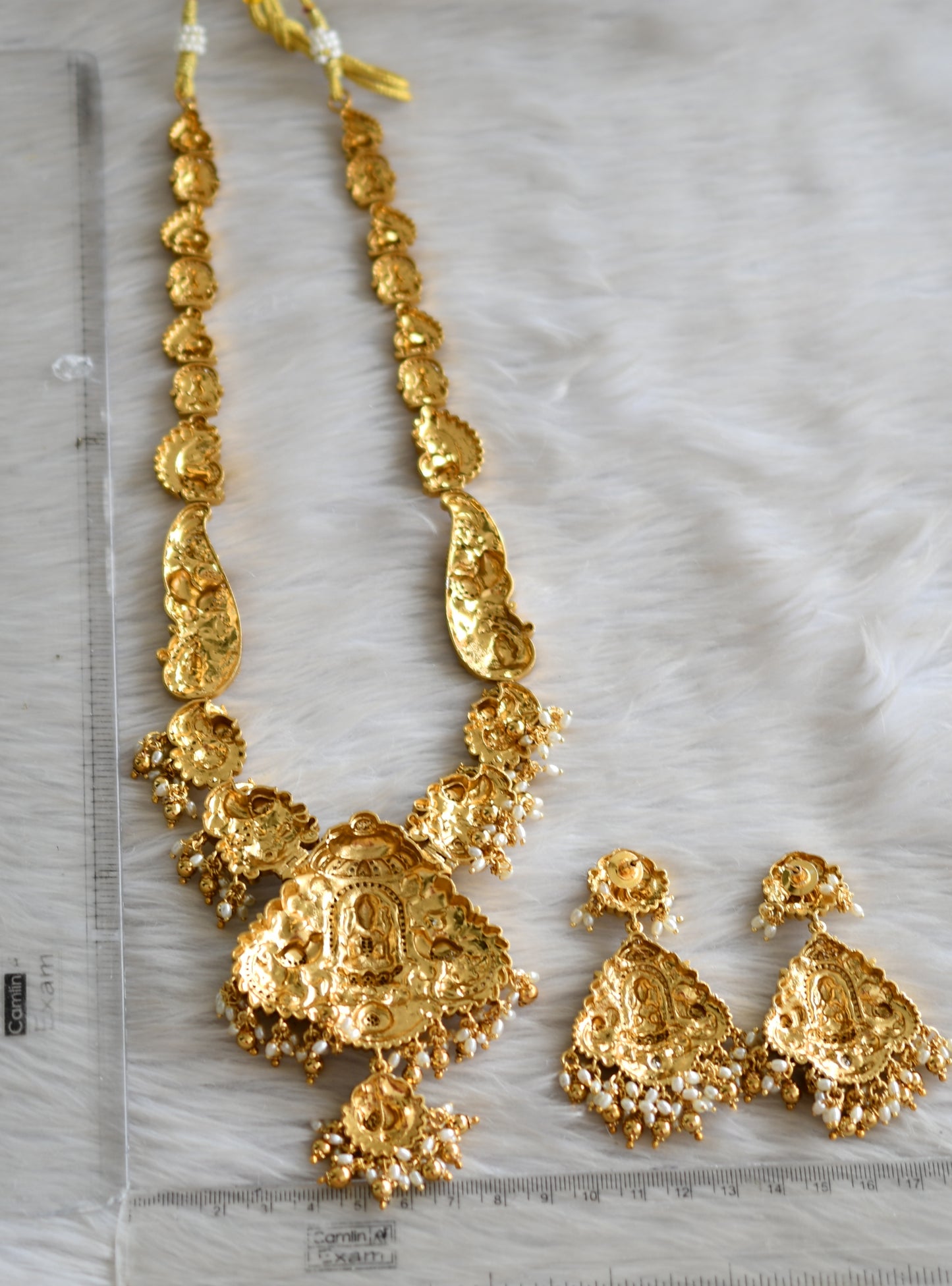 Gold tone Cz Peacock Lakshmi haar set dj-42769
