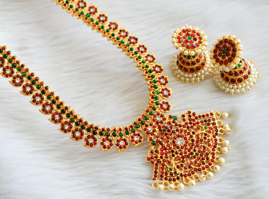 Gold tone kemp-green-white mango haar set dj-44173