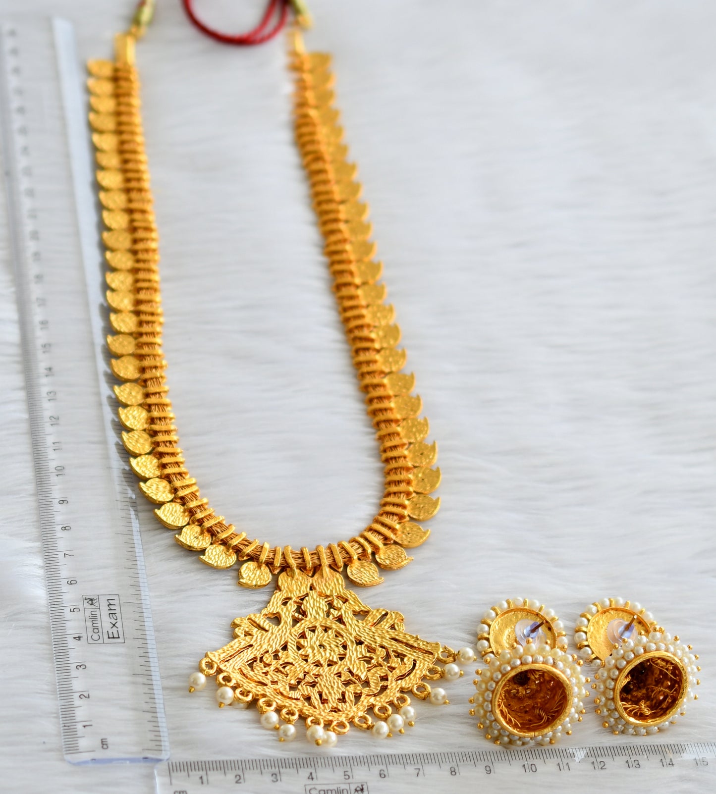 Gold tone kemp-green-white mango haar set dj-44173