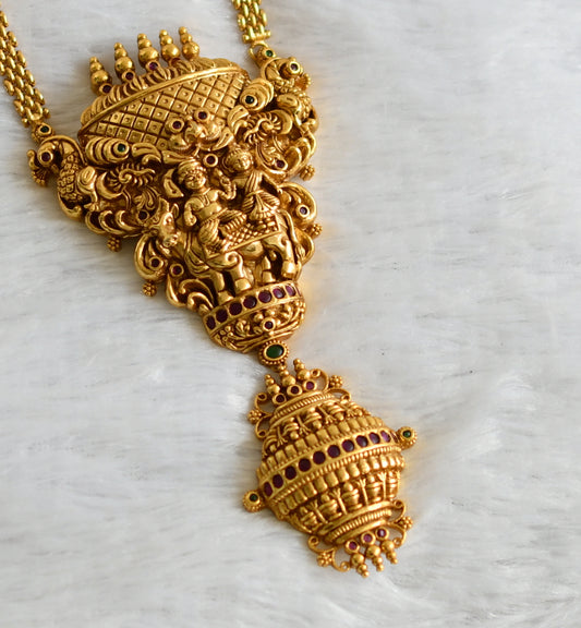 Antique gold tone kemp-green uma-maheshwar peacock temple necklace dj-47567