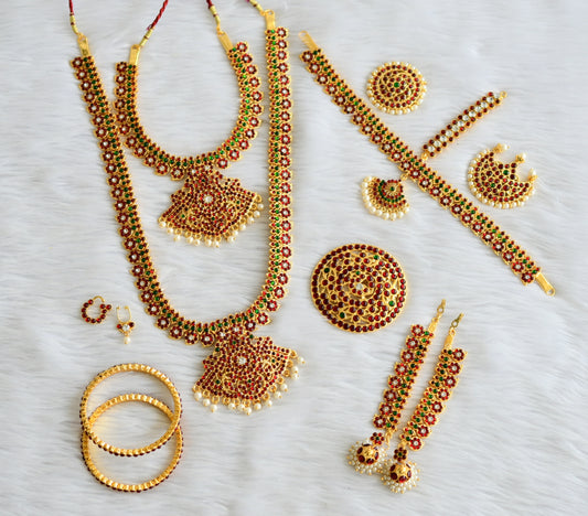 Gold tone kemp-green-white mango bridal set dj-44170