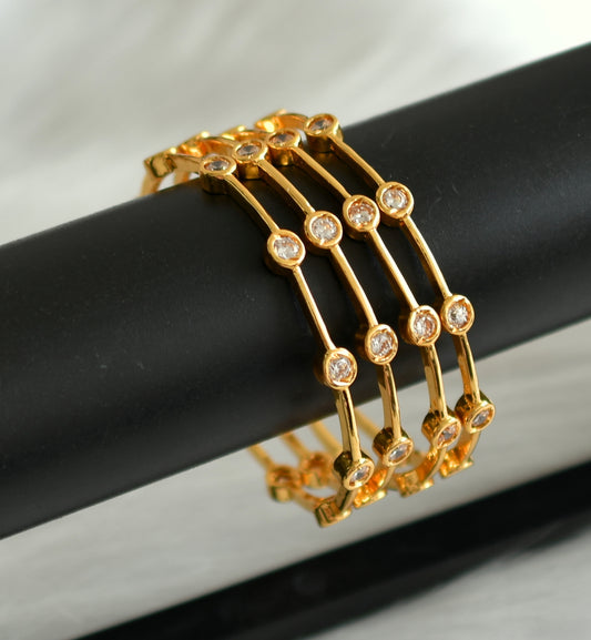 Gold tone set of 4 White Bangles (2.4) -dj06687