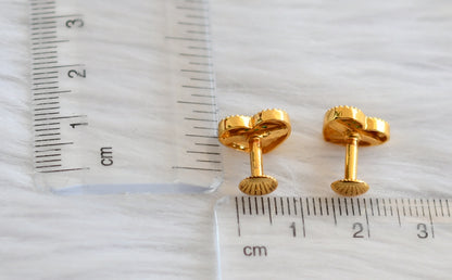 Gold tone ruby stone heart earrings/stud dj-45934
