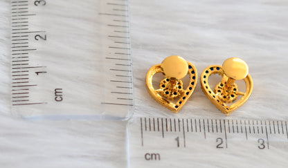 Gold tone black heart earrings/stud dj-45929