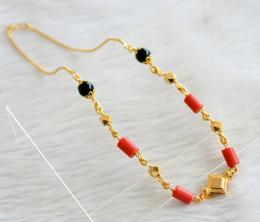 Gold tone 18 inches coral-black chain dj-42634