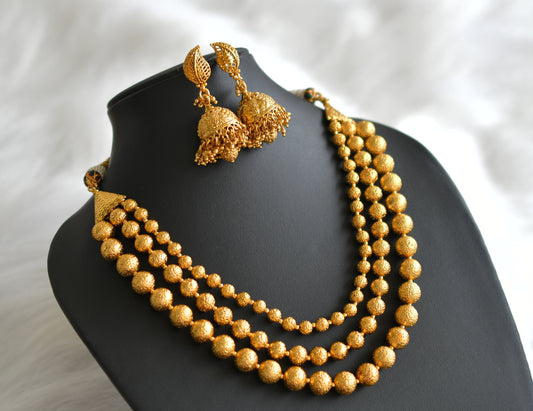 Antique gold tone multilayer beaded necklace set dj-10578