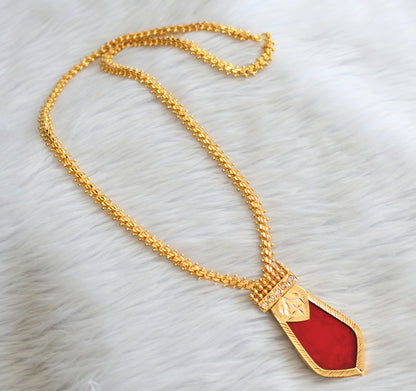 Gold tone kerala style 24 inches chian with red-white nagapadam pendant dj-45957