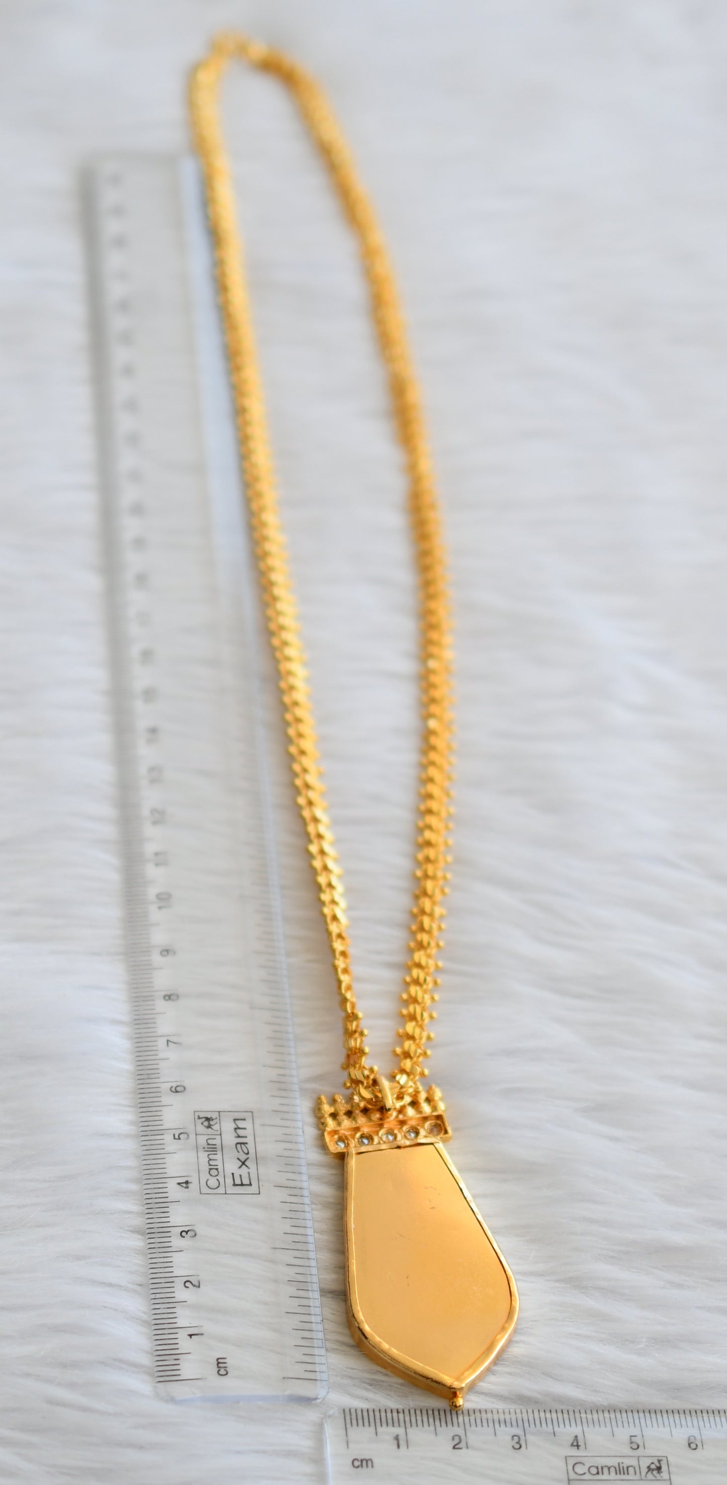 Gold tone kerala style 24 inches chian with red-white nagapadam pendant dj-45957