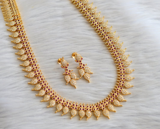 Gold tone ruby-white mango short haar set dj-45967