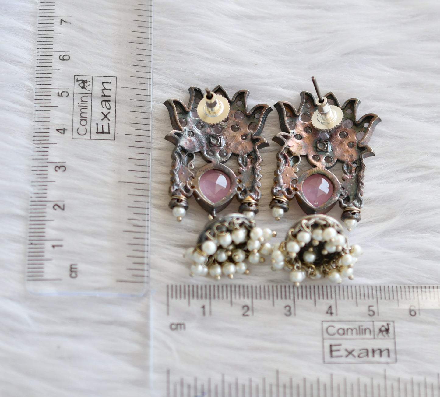 Two tone baby pink lotus jhumkka dj-44197