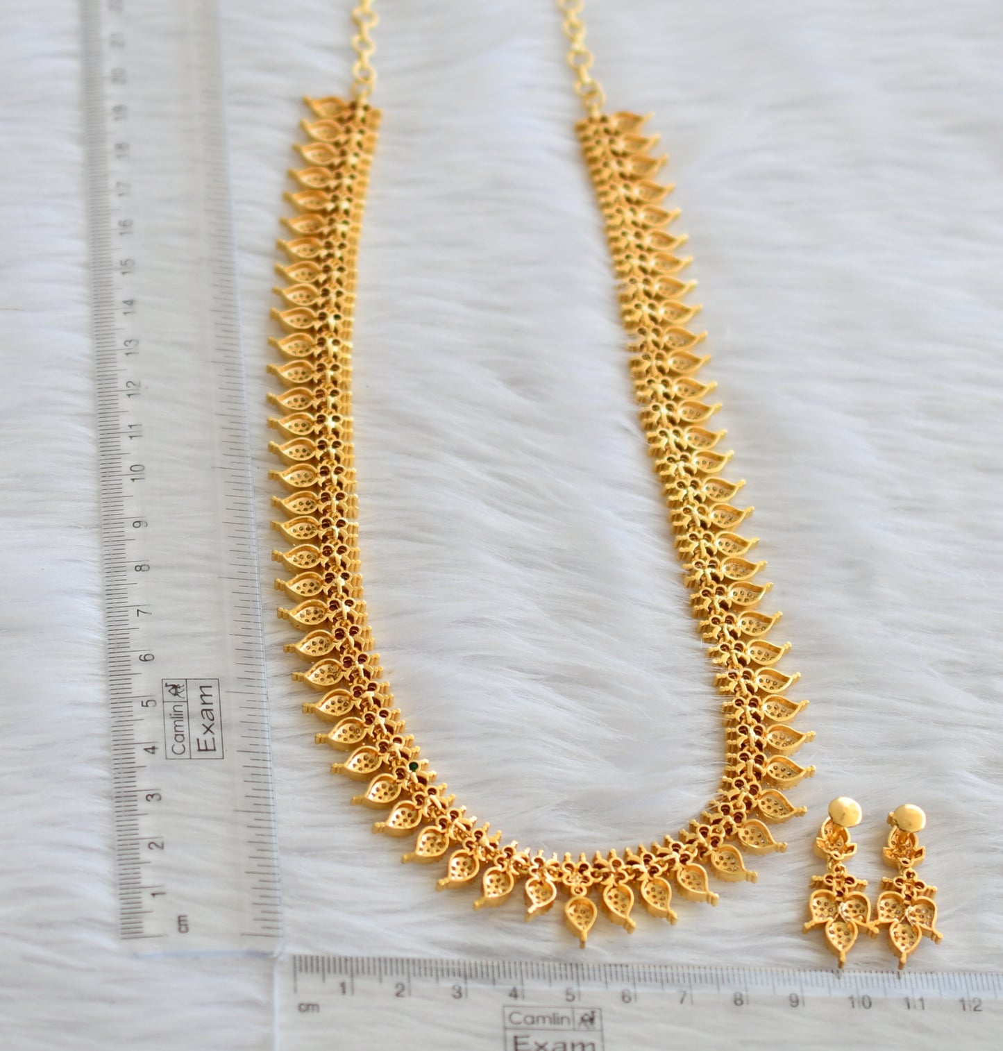 Gold tone ruby-white mango short haar set dj-45967