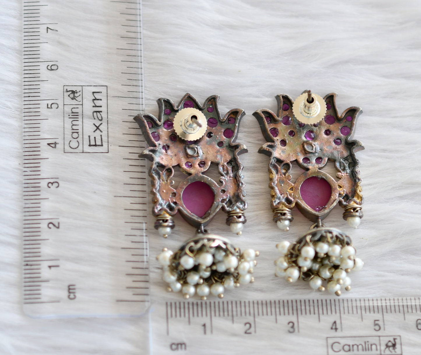 Two tone ruby lotus jhumkka dj-44201