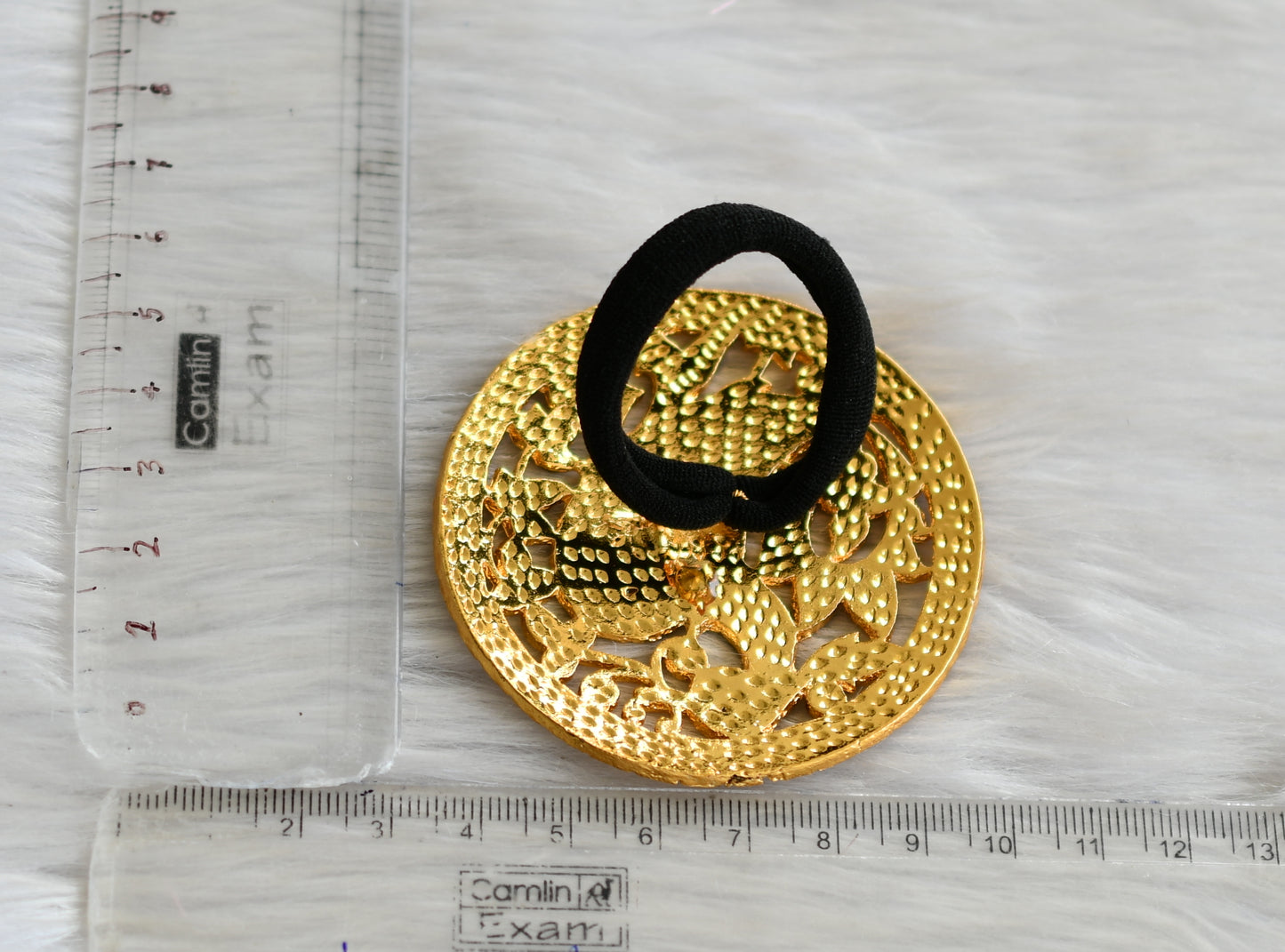 Gold tone temple blue peacock hair band dj-42782