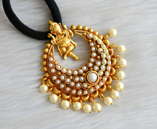 Antique ganesha pearl hair band dj-42779