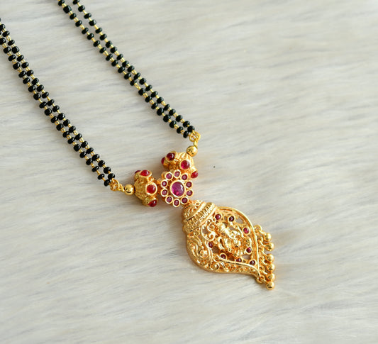 Gold tone pink stone ganesha mangalsutra dj-42787