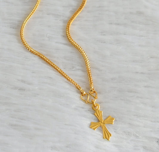 Gold tone 24 inches chain with cross pendant dj-47611