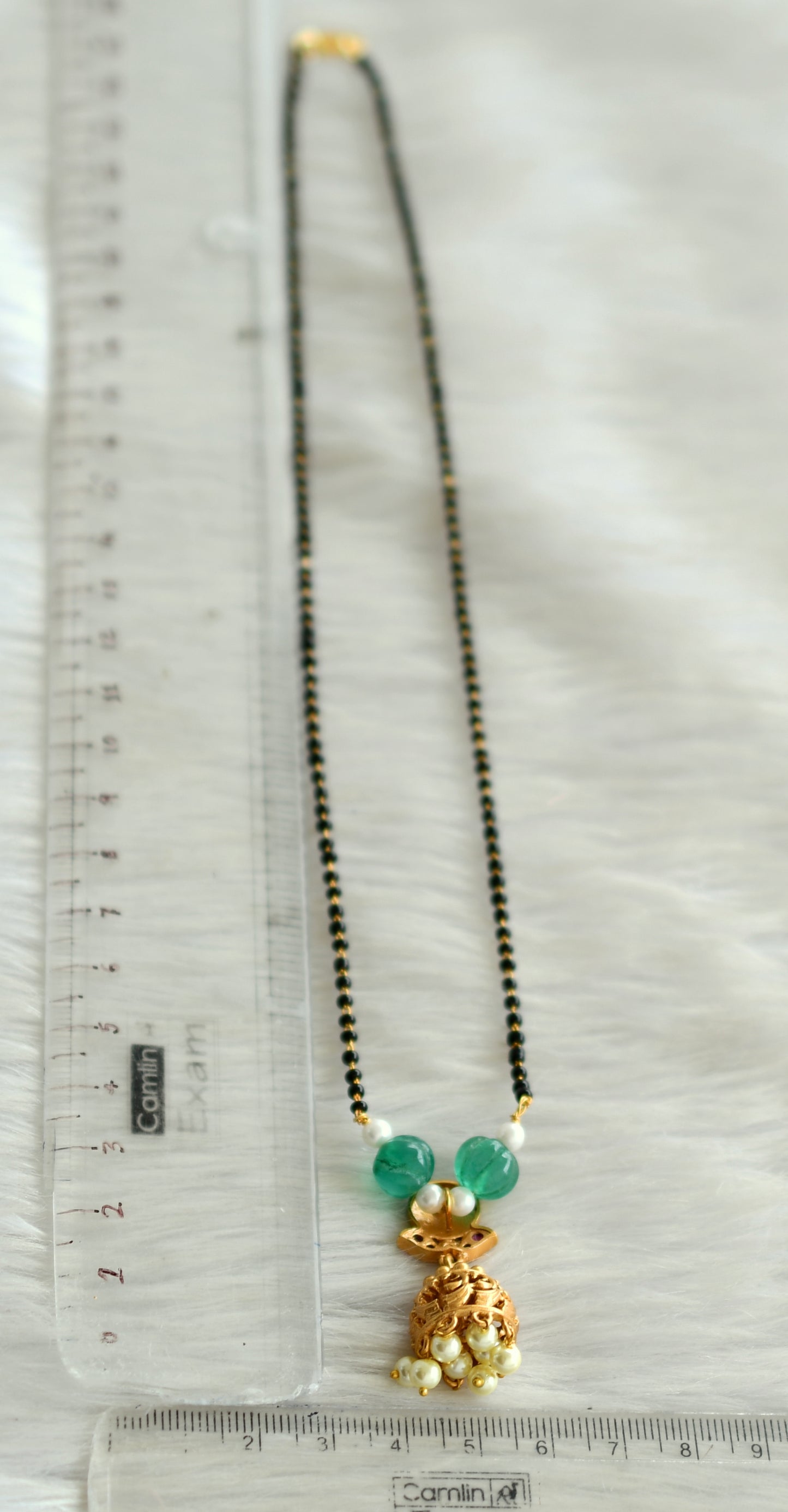 Matte finish pink -green lakshmi jhumkka mangalsutra dj-42791