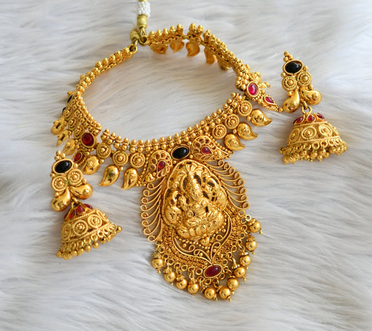 Antique Kemp-black Lakshmi-mango Necklace Set DJ33561