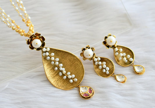 Antique gold tone replica pearl necklace set dj-44239
