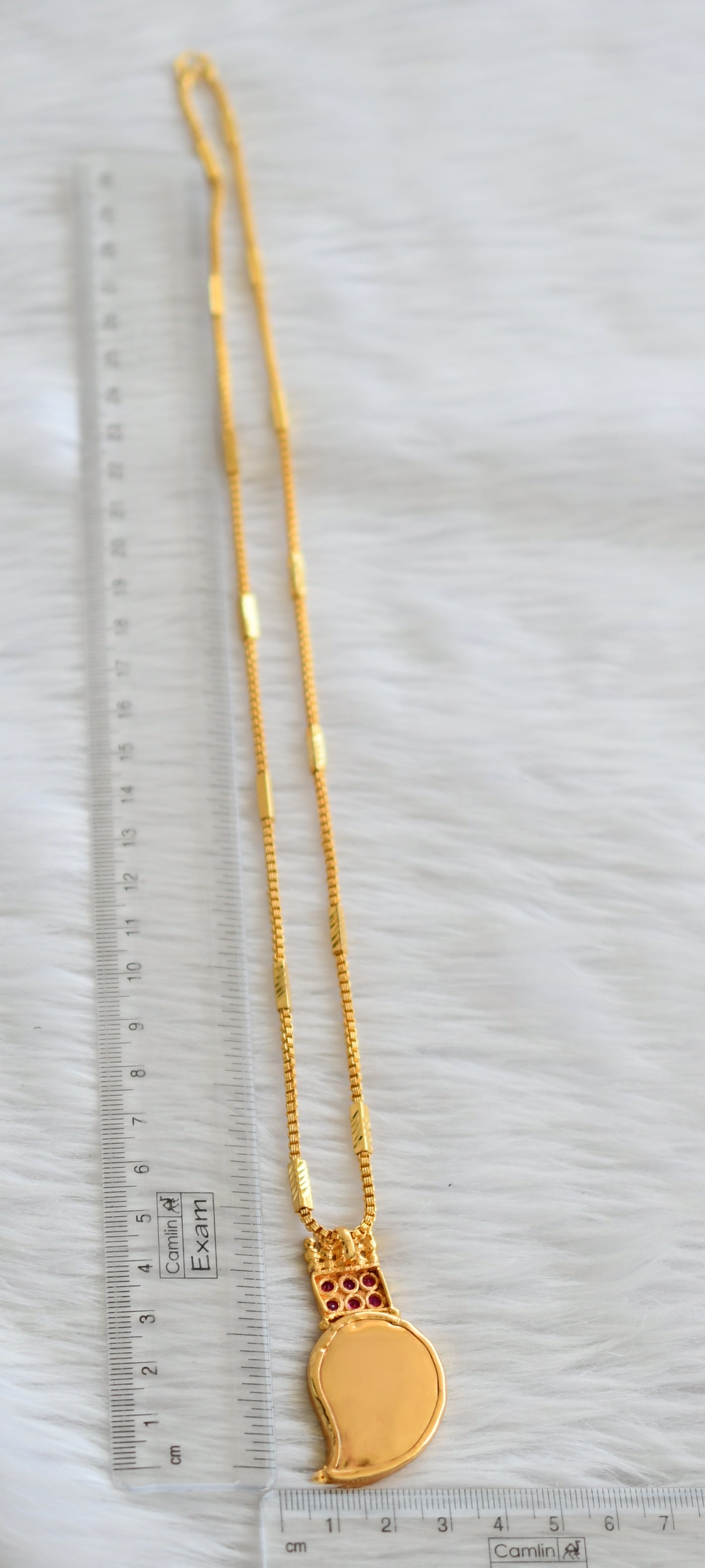 Gold tone 24 inchice chain with red-white kerala style mango pendant dj-46001