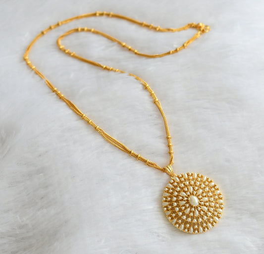 Gold tone 24 inches chain with pearl round pendant dj-46012